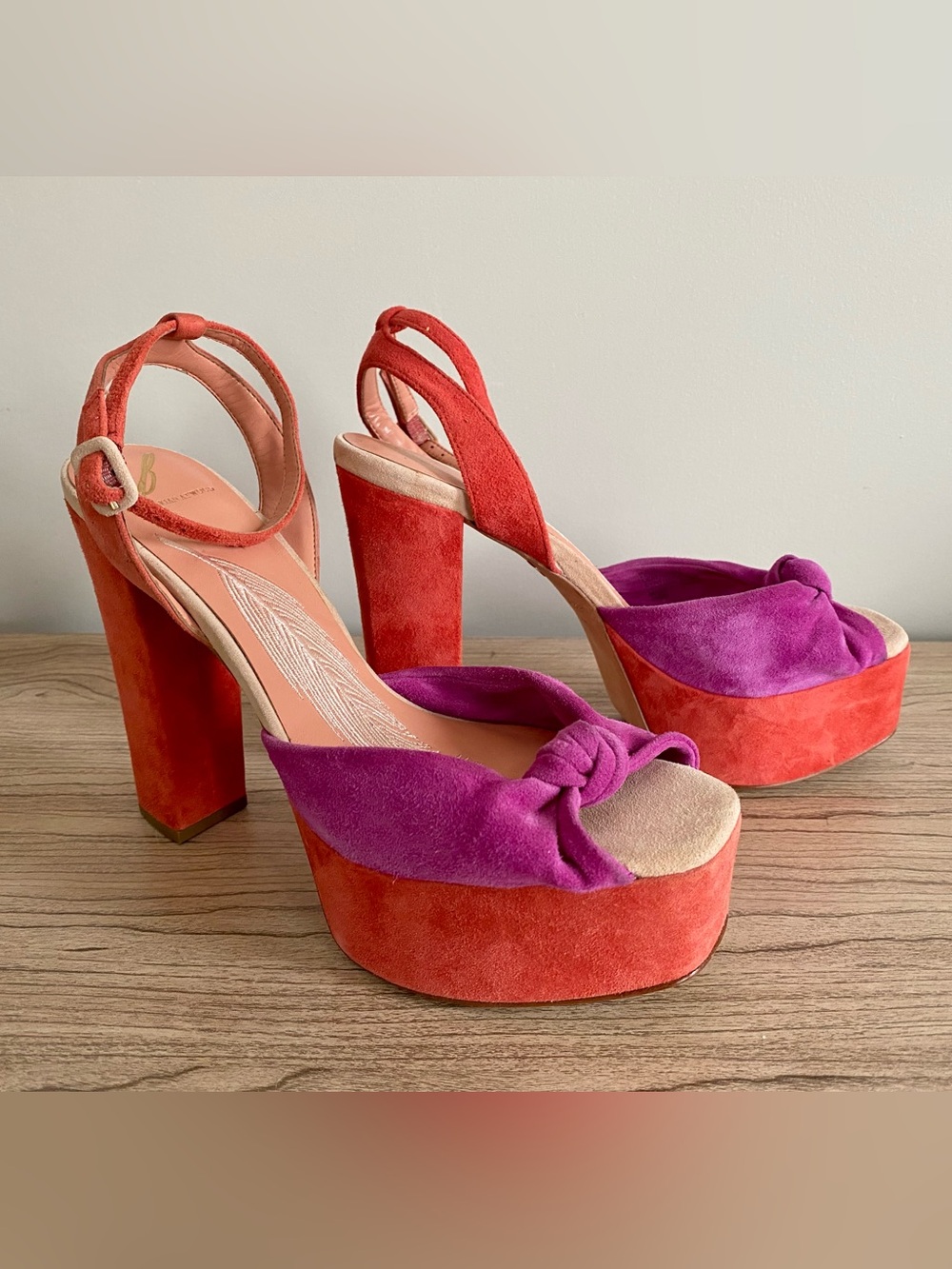 Brian Atwood Two-Tone Suede Platform Sandals